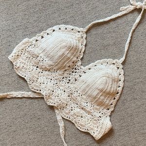 Crochet Bikini Top in Creme